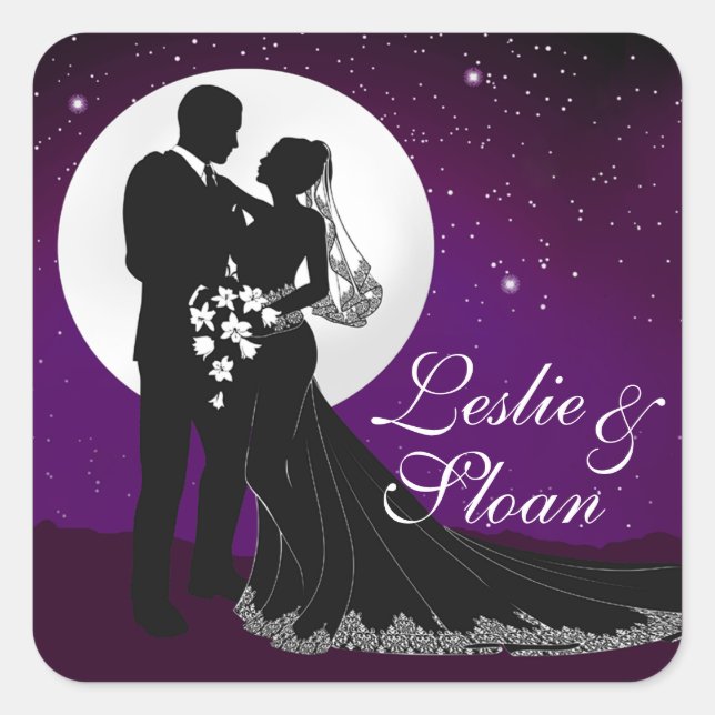 Adesivo Quadrado Casamento noturno entrelaçado | púrpura (Frente)