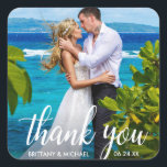 Adesivo Quadrado Casamento Obrigado Foto do noivo<br><div class="desc">Casamento Obrigado Noiva e Pau de Foto do Groom</div>