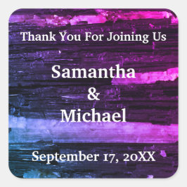 Adesivo Quadrado Casamento Obrigado Neon Stripes Obrigados Modernos