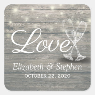 Adesivo Quadrado Casamento Obrigado Vidros De Champanhe Luzes De Ma
