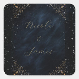 Adesivo Quadrado Casamento Obsidiana Oracle Meia-Noite Elegância