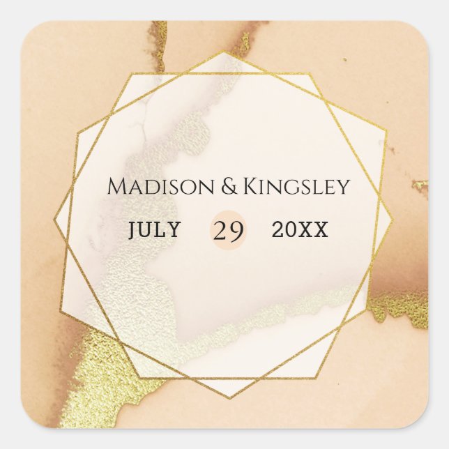 Adesivo Quadrado Casamento 💡 Óleo Coral Moderno (Frente)