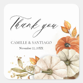 Adesivo Quadrado Casamento outono Russo Obrigado Stickers