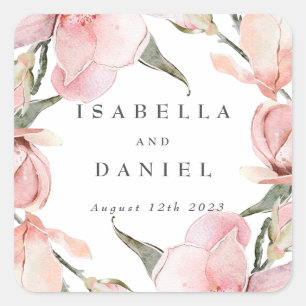Adesivo Quadrado Casamento Personalizado Clássico Magnolia