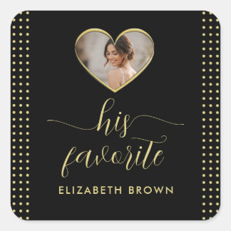 Adesivo Quadrado Casamento personalizado com bolinhas douradas e pr
