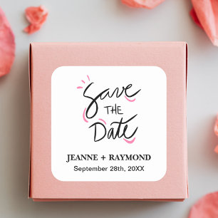 Adesivo Quadrado Casamento Personalizado com Caligrafia Estilosa pa