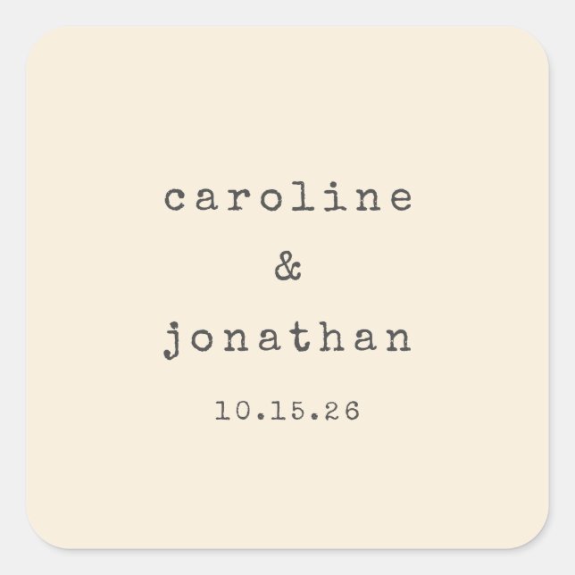 Adesivo Quadrado Casamento Personalizado Da Máquina De Digitalizaçã (Frente)