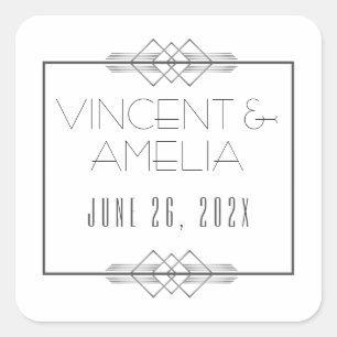 Adesivo Quadrado Casamento Personalizado de Deco de Arte Minimalist