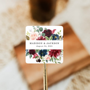Adesivo Quadrado Casamento personalizado floral Enchanted