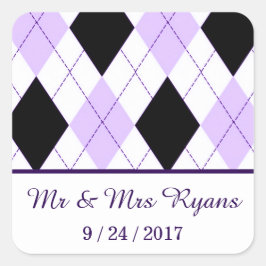Adesivo Quadrado Casamento Personalizado Lilac Argyle