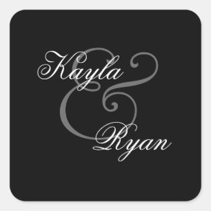 Adesivo Quadrado Casamento preto do selo do envelope
