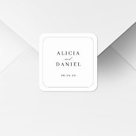 Adesivo Quadrado Casamento preto e branco de tipografia simples e e