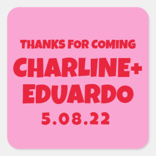 Adesivo Quadrado Casamento Retroativo de Escrita Manual Contemporân