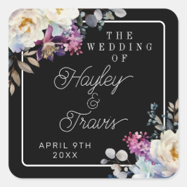 Adesivo Quadrado Casamento Romântico Floral Moody Dark Fllowers