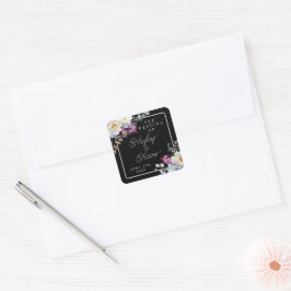 Adesivo Quadrado Casamento Romântico Floral Moody Dark Fllowers