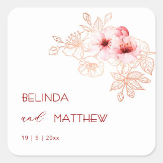 Adesivo Quadrado Casamento Rosa Branco Flor de Cerejeira