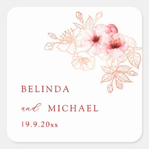 Adesivo Quadrado Casamento Rosa Branco Flor de Cerejeira