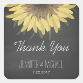 Adesivo Quadrado Casamento Russo De Chalkboard De Sunflower Obrigad