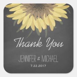Adesivo Quadrado Casamento Russo De Chalkboard De Sunflower Obrigad