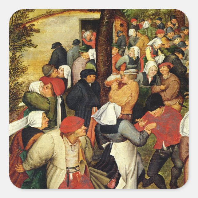 Adesivo Quadrado Casamento Russo, detalhes da dança das pessoas (Frente)