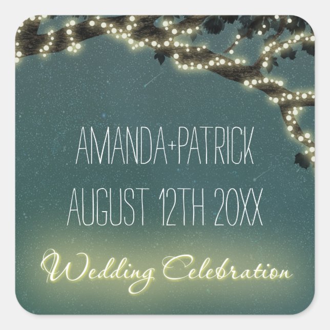 Adesivo Quadrado Casamento Russo Do Ramal De Árvore Encantado Favor (Frente)