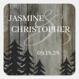 Adesivo Quadrado Casamento Rustic Black Forest