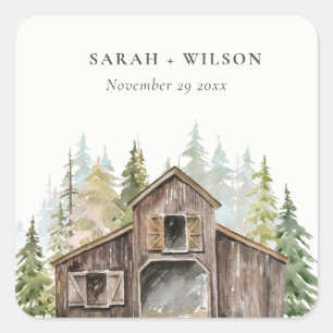 Adesivo Quadrado Casamento Rustic Elegant Pine Woods Forest