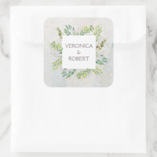Adesivo Quadrado Casamento Rustic Eucalyptus Greenery
