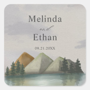 Adesivo Quadrado Casamento Rustic Mountain & Lake Evergreen