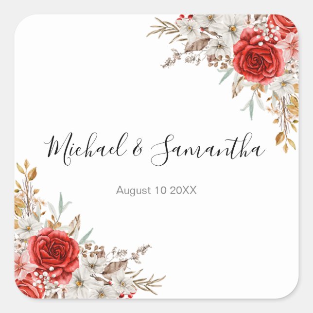 Adesivo Quadrado Casamento Rustic Rosa Country (Frente)