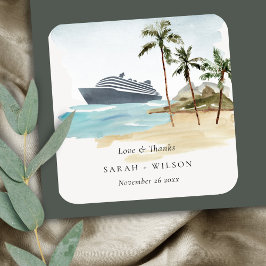 Adesivo Quadrado Casamento Rustic Tropical Seascape Beach Cruise Pa