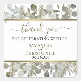Adesivo Quadrado Casamento Rustic Watercolor Eucalyptus & Pine Obri