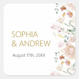 Adesivo Quadrado Casamento Rustic Wildflower