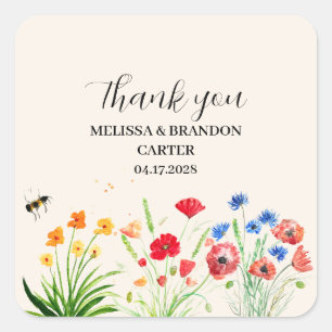 Adesivo Quadrado Casamento Rustic Wildflower Garden Primavera Water