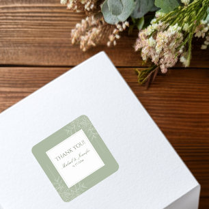 Adesivo Quadrado Casamento Rústico Sage Verde e Branco Moderno