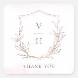 Adesivo Quadrado casamento simples da crista botânica monograma de 