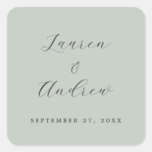 Adesivo Quadrado Casamento Simples Moderno Elegante Verde de Vidro