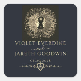 Adesivo Quadrado Casamento Sol Lua Estrelas Celestiais