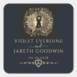 Adesivo Quadrado Casamento Sol Lua Estrelas Celestiais