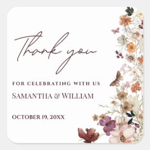 Adesivo Quadrado Casamento Tema De Chic Boho Pastel Wildflower