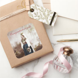 Adesivo Quadrado Casamento Tradicional Sueco Antigo da Dália