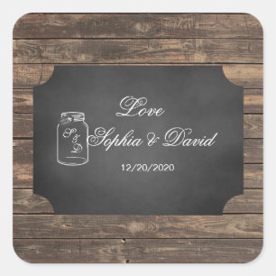 Adesivo Quadrado Casamento Único Russo de Jar Chalkboard