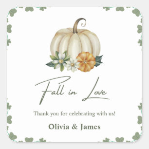 Adesivo Quadrado Casamento verde de Pumpkin Greenery Sage