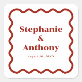 Adesivo Quadrado Casamento Vermelho Escuro de Borda Escura na Parte