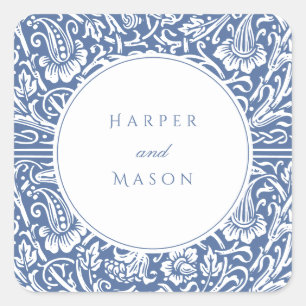 Adesivo Quadrado Casamento Vintage Azul William Morris