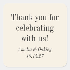 Adesivo Quadrado Casamento vintage De Marfim Elegante Minimalista O