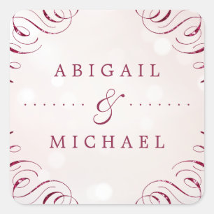 Adesivo Quadrado Casamento vintage elegante do encanto do flourish