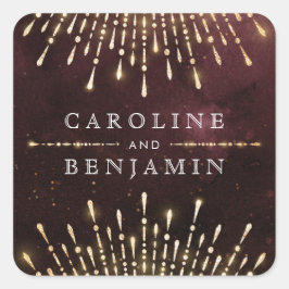 Adesivo Quadrado Casamento vintage Glamor Art Deco Burgundy