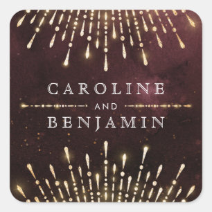 Adesivo Quadrado Casamento vintage Glamor Art Deco Burgundy