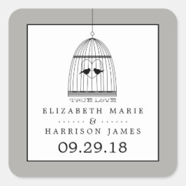 Adesivo Quadrado Casamento Vintage Heart Birdcage True Love